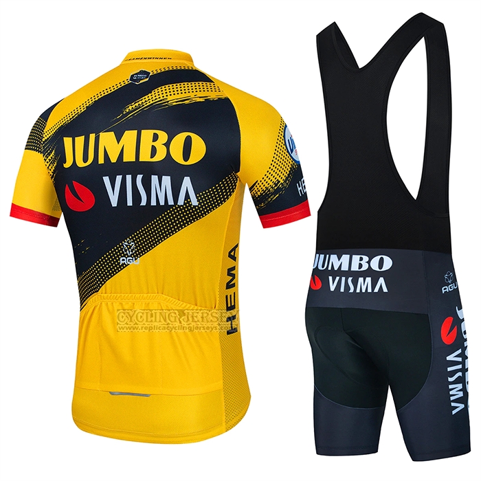 2022 Cycling Jersey Jumbo Visma Yellow Black Short Sleeve and Bib Short